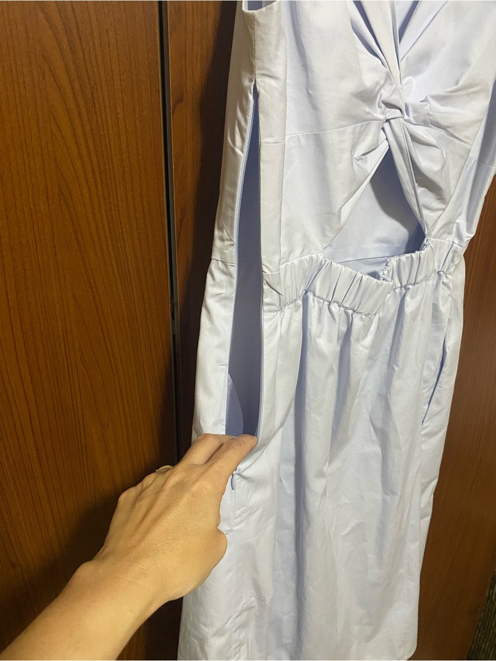 Everlane cotton poplin sleeveless light blue back cutout summer midi dress  S - Picture 3 of 8